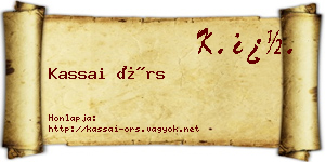 Kassai Örs névjegykártya
