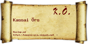 Kassai Örs névjegykártya
